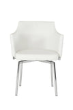 32" White Leatherette And Steel Dining Chair