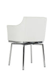 32" White Leatherette And Steel Dining Chair