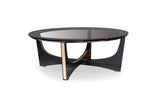 18" Black Crocodile Textures And Rosegold And Glass Coffee Table