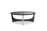 18" Black Crocodile Textures And Rosegold And Glass Coffee Table