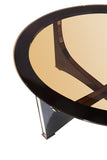18" Black Crocodile Textures And Rosegold And Glass Coffee Table