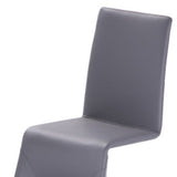 Set Of Two Gray Contemporary Faux Leather Dining Chairs