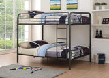 79" X 57" X 65" Gunmetal Metal Tube Full Over Full Bunk Bed