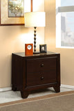 22" Espresso Two Drawers Solid Wood Nightstand