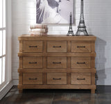23" Brown Two Drawers Metal Nightstand