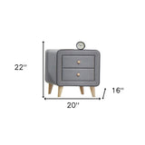 22" Light Gray Two Drawers Nightstand