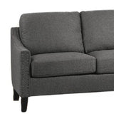 68" Gray Linen and Black Sofa