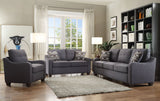 69" Gray And Dark Brown Linen Sofa And Toss Pillows