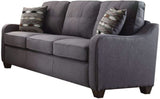 69" Gray And Dark Brown Linen Sofa And Toss Pillows