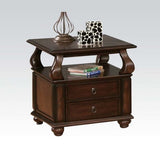50" Dark Brown Solid Wood Coffee Table With Two Drawers And Shelf