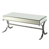 42" X 21" X 19" Mirrored Top And Chrome Coffee Table