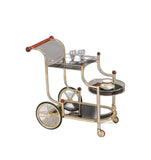 38" X 21" X 33" Golden Plated And Black Glass Serving Cart