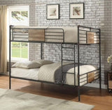 83" X 65" X 68" Sandy Black Dark Bronze Handbrushed Queen Over Queen Bunk Bed