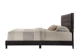 Solid Wood Queen Tufted Espresso Upholstered Faux Leather Bed