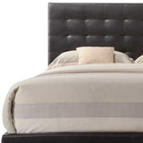 Solid Wood Queen Tufted Espresso Upholstered Faux Leather Bed