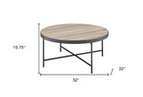 46" X 23" X 15" Weathered Gray Oak Particle Board Coffee Table