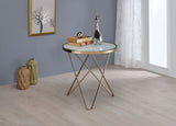 34" X 34" X 18" Frosted Glass Champagne Coffee Table