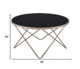 22" Brass And Clear Glass Round End Table