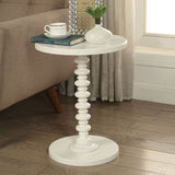 22" Black Solid Wood Round End Table