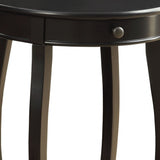 22" Black Solid Wood Round End Table