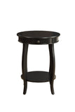 24" Blakc And Black Solid Wood Round End Table With Shelf