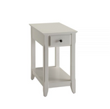 23" White Solid And Manufactured Wood Mirrored End Table With Drawer And Shelf