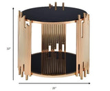 37" X 37" X 18" Black Glass And Gold Coffee Table