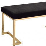 40" Black and Champagne Upholstered Faux Fur Bench