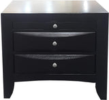 25" Black Three Drawers Nightstand