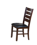 Set of Two Espresso And Brown Upholstered Faux Leather Ladder Back Dining Side Chairs