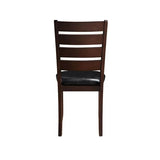 Set of Two Espresso And Brown Upholstered Faux Leather Ladder Back Dining Side Chairs