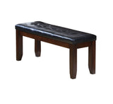 48" Black and Espresso Upholstered Faux Leather Bench