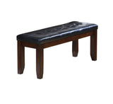 48" Black and Espresso Upholstered Faux Leather Bench