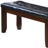 48" Black and Espresso Upholstered Faux Leather Bench