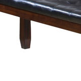 48" Black and Espresso Upholstered Faux Leather Bench