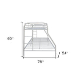 78" X 54" X 60" Twin Over Full Silver Metal Tube Bunk Bed