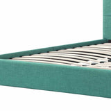 California King Blue Modern Upholstered Square Stitched Platform Bed