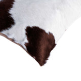 18" X 18" X 5" White And Brown Cowhide Pillow