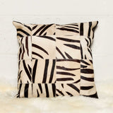 18" X 18" X 5" Zebra Black On White Patchwork Cowhide Pillow