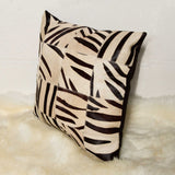 18" X 18" X 5" Zebra Black On White Patchwork Cowhide Pillow