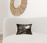 12" X 20" X 5" Chocolate And Gold Cowhide Pillow