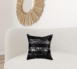 18" X 18" X 5" Black And Silver Pillow