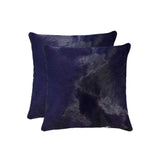 18" X 18" X 5" Navy Cowhide Pillow 2 Pack