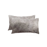 12" X 20" X 5" Gray Cowhide Pillow 2 Pack