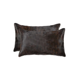 12" X 20" X 5" Chocolate Cowhide Pillow 2 Pack