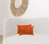 12" X 20" X 5" Orange Cowhide Pillow 2 Pack