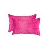 12" X 20" X 5" Fuschia Cowhide Pillow 2 Pack