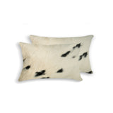 12" X 20" X 5" White And Black Cowhide Pillow 2 Pack