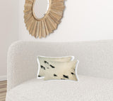 12" X 20" X 5" White And Black Cowhide Pillow 2 Pack