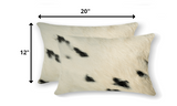 12" X 20" X 5" White And Black Cowhide Pillow 2 Pack